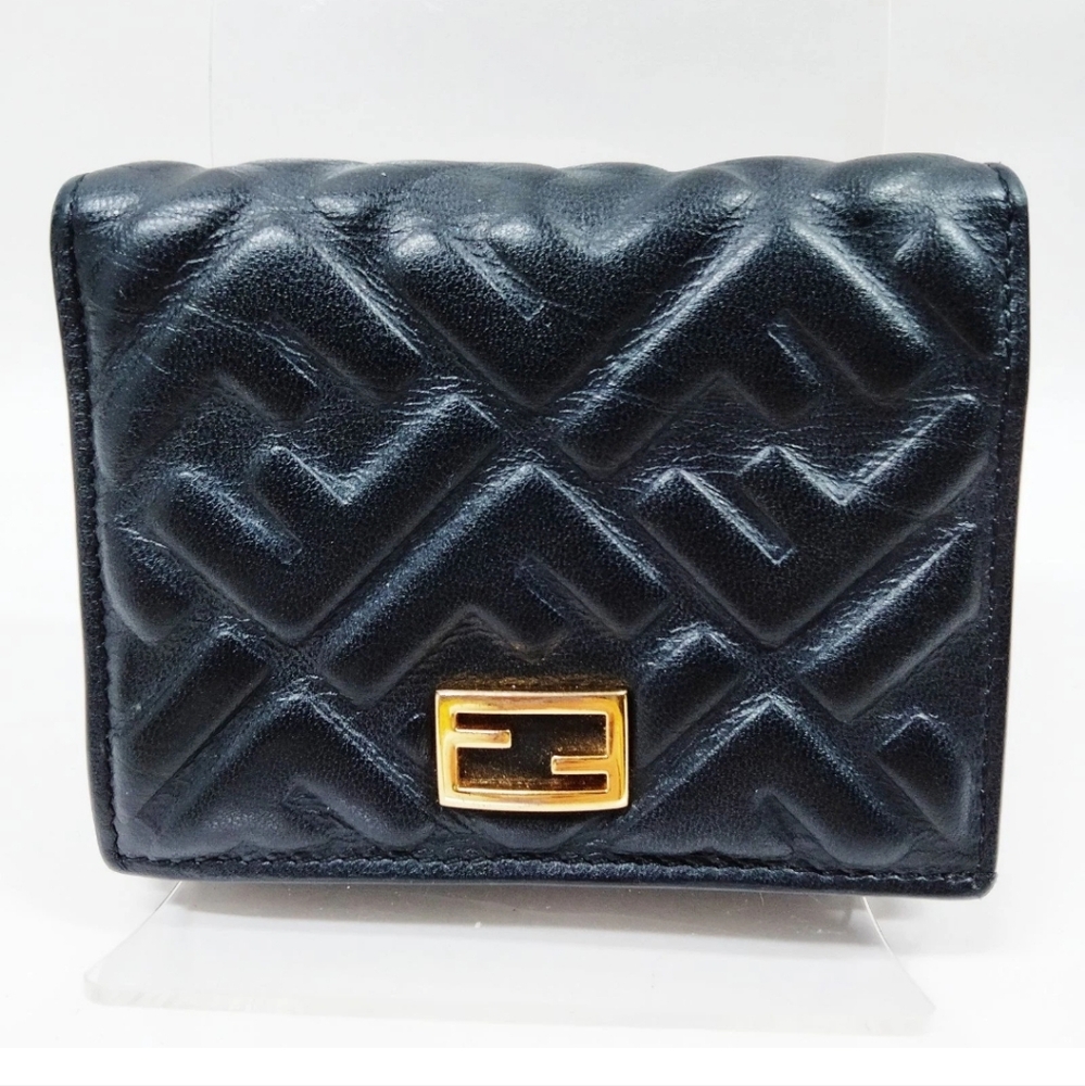 Fendi Black Nappa Leather Compact Wallet
